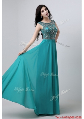 Beautiful Bateau Floor Length Prom Dresses with Beading