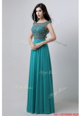 Beautiful Bateau Floor Length Prom Dresses with Beading