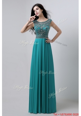 Beautiful Bateau Floor Length Prom Dresses with Beading