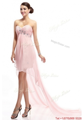 Best Selling Sweetheart Beaded Prom Gowns with High Low