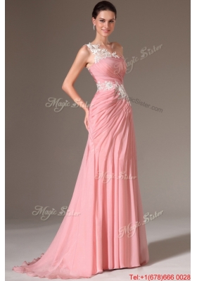 Classical Empire One Shoulder Prom Dresses with Appliques for 2016