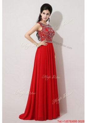 Discount Brush Train Beaded Prom Dresses with Bateau for 2016