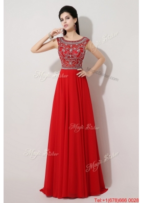 Discount Brush Train Beaded Prom Dresses with Bateau for 2016