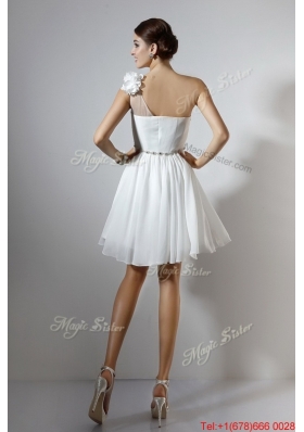 Elegant Empire One Shoulder Short Prom Dresses in White