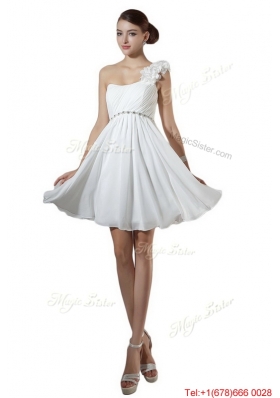 Elegant Empire One Shoulder Short Prom Dresses in White