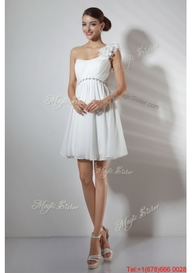 Elegant Empire One Shoulder Short Prom Dresses in White