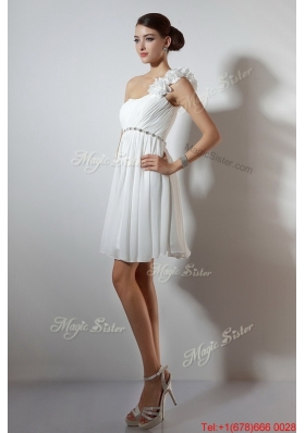 Elegant Empire One Shoulder Short Prom Dresses in White