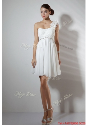 Elegant Empire One Shoulder Short Prom Dresses in White
