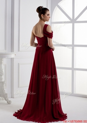 Fashionable Asymmetrical Brush Train Prom Dresses