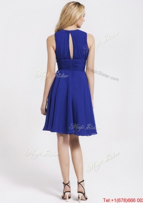 Fashionable Short Royal Blue Prom Dresses with Hand Made Flowers for 2016