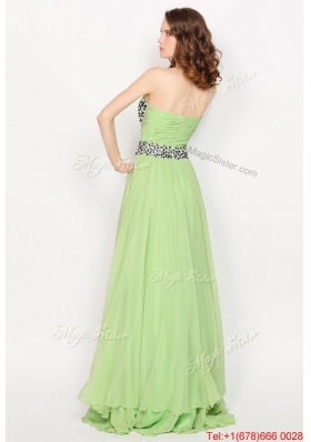 Hot Sale Strapless Brush Train Prom Dresses in Apple Green