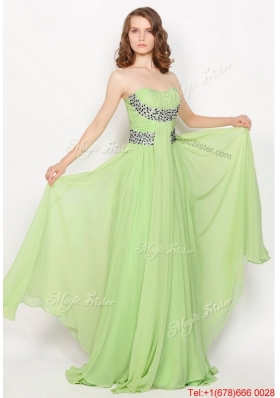 Hot Sale Strapless Brush Train Prom Dresses in Apple Green