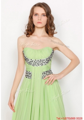 Hot Sale Strapless Brush Train Prom Dresses in Apple Green