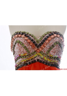 Latest Beaded and Sequined Prom Dresses in Orange