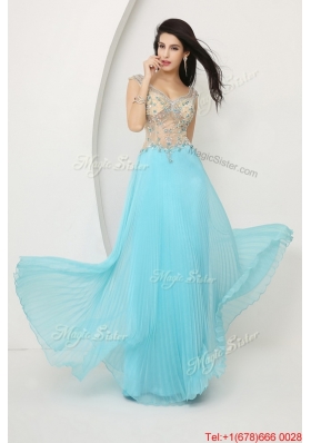 Perfect Beaded Straps Zipper Up Prom Dresses with Cap Sleeves