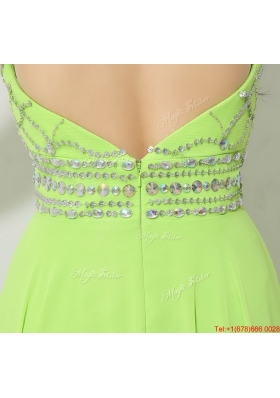 Perfect Halter Top Beaded Prom Dresses in Spring Green