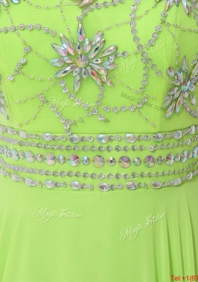 Perfect Halter Top Beaded Prom Dresses in Spring Green