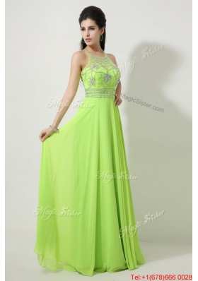 Perfect Halter Top Beaded Prom Dresses in Spring Green