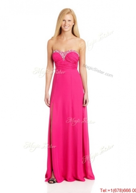 Pretty Empire Sweetheart Prom Dresses with Brush Train in Hot Pink