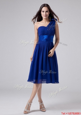 2016 Beautiful One Shoulder Belt Short Prom Dress in Royal Blue