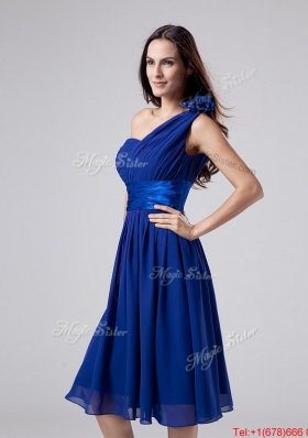 2016 Beautiful One Shoulder Belt Short Prom Dress in Royal Blue