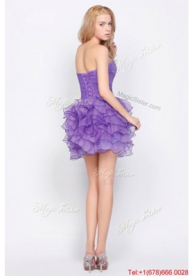 2016 Beautiful Sweetheart Lavender Short Prom Dresses with Ruffled Layers