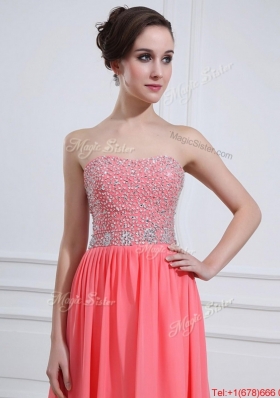 2016 Beautiful Watermelon Sweetheart Prom Dresses with Beading