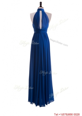 2016 Empire Halter Top Prom Dresses with Belt in Blue