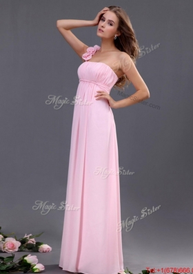 2016 Empire One Shoulder Prom Dresses with Hand Made Flowers