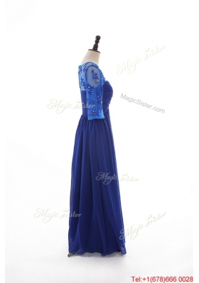 2016 Fall Empire Sweetheart Ruching Prom Dresses with Half Sleeves in Blue