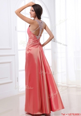 2016 New Style V Neck Beading and Ruching Prom Dresses