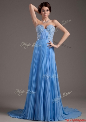 2016 Perfect Brush Train Sweetheart Prom Dresses in Baby Blue