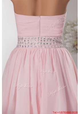 2016 Perfect Sweetheart Baby Pink Short Prom Dress with Beading