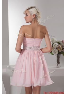 2016 Perfect Sweetheart Baby Pink Short Prom Dress with Beading