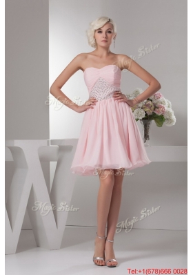 2016 Perfect Sweetheart Baby Pink Short Prom Dress with Beading