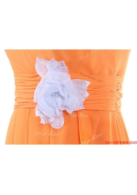 2016 Summer Empire Strapless Prom Dresses with Hand Made Flowers