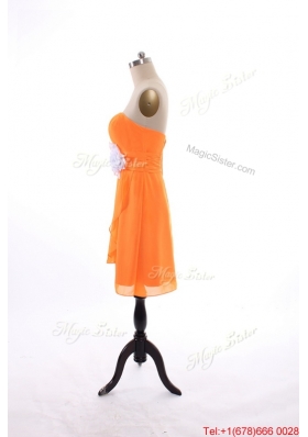 2016 Summer Empire Strapless Prom Dresses with Hand Made Flowers