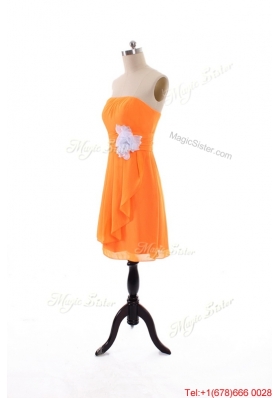 2016 Summer Empire Strapless Prom Dresses with Hand Made Flowers