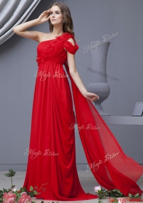 Beautiful Empire One Shoulder Brush Train Prom Dresses for 2016