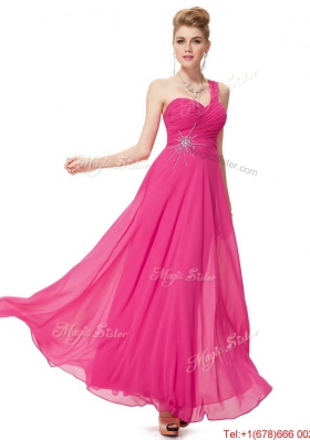 Beautiful Empire One Shoulder Prom Dresses with Beading