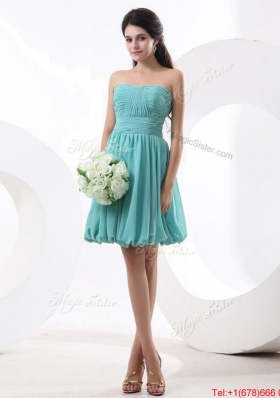 Beautiful  Mini Length Aqua Blue Prom Dresses with Strapless