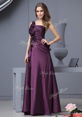 Beautiful One Shoulder Beaded Prom Dresses with Hand Made Flowers