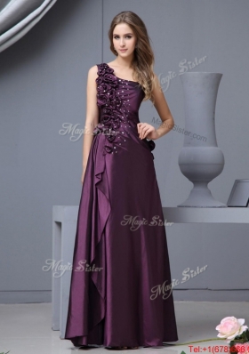 Beautiful One Shoulder Beaded Prom Dresses with Hand Made Flowers