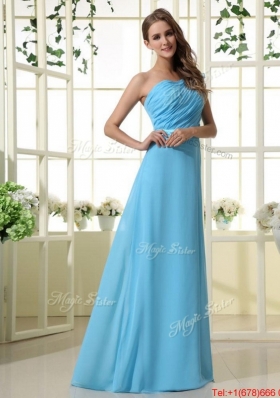 Beautiful One Shoulder Belt and Ruffles Aqua Blue Long Prom Dresses