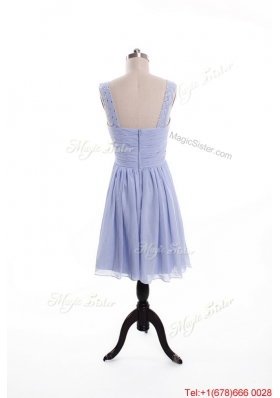 Beautiful Ruching and Beading Lavender Short Prom Dresses