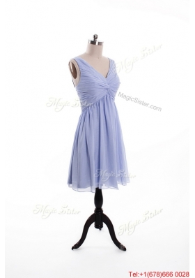 Beautiful Ruching and Beading Lavender Short Prom Dresses