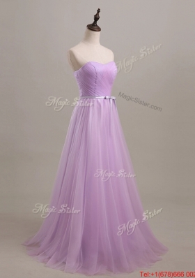 Beautiful Sweetheart Lilac Long Prom Dresses with Sweep Train