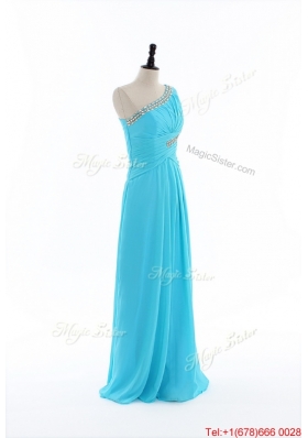 Brand New 2016 Beading and Ruching Aqua Blue Prom Dresses