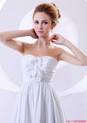 Elegant Hand Made Flowers Empire Prom Dresses in White for 2016