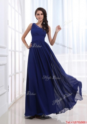 Fashionable Empire One Shoulder Prom Gowns with Beading for 2016